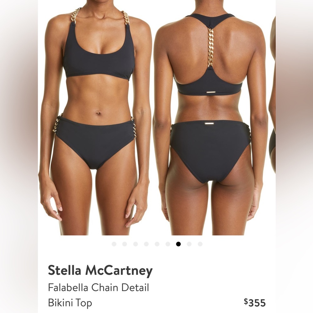 STELLA MCCARTNEY 2 PC BLACK FALABELLA GOLD CHAIN BIKINI SET SZ SMALL